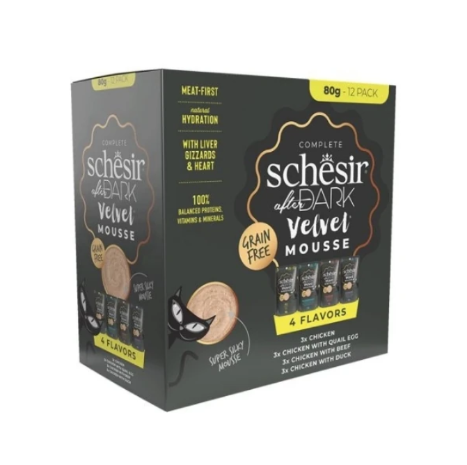 Schesir After Dark Velvet Et Suyunda Karışık Lezzetler Pouch Yetişkin Konserve Kedi Maması  12 li skt:02/26
