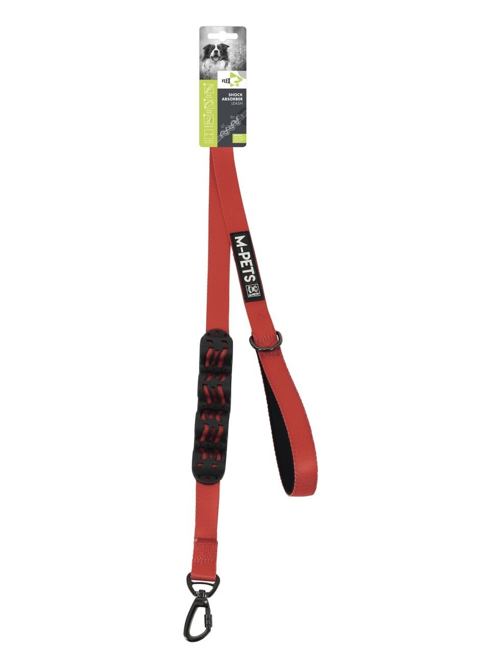 10827399 M-Pets Flex Şok Emici Gezdirme Tasma Red/Black 120Cm