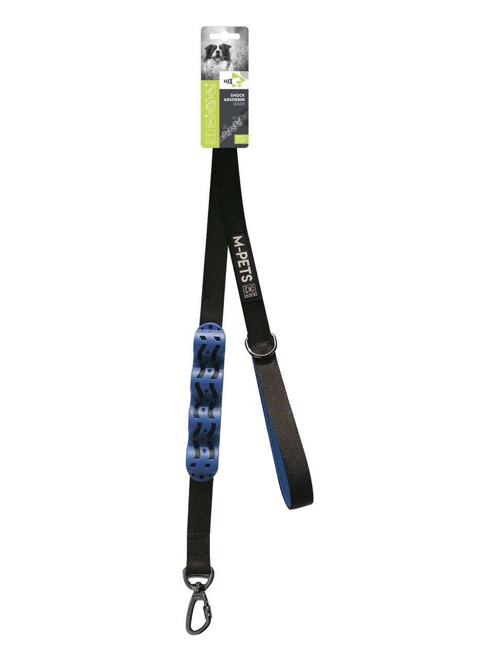 10822199 M-Pets Flex Şok Emici Gezdirme Tasma Black/Mavi 120Cm
