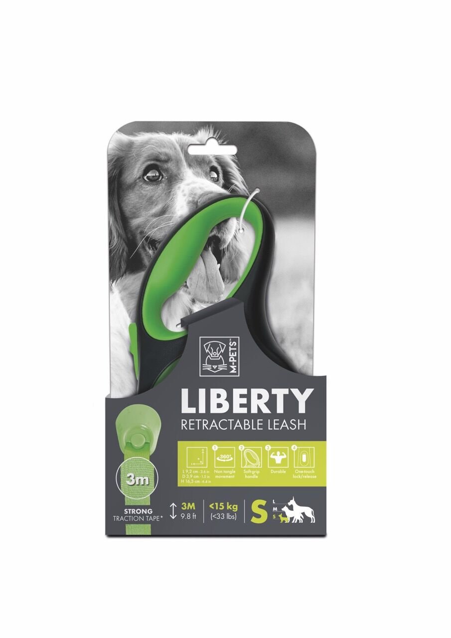 10824399 M-Pets Lıberty Otomatik Gezdirme Şerit 3Mt/Green (S)