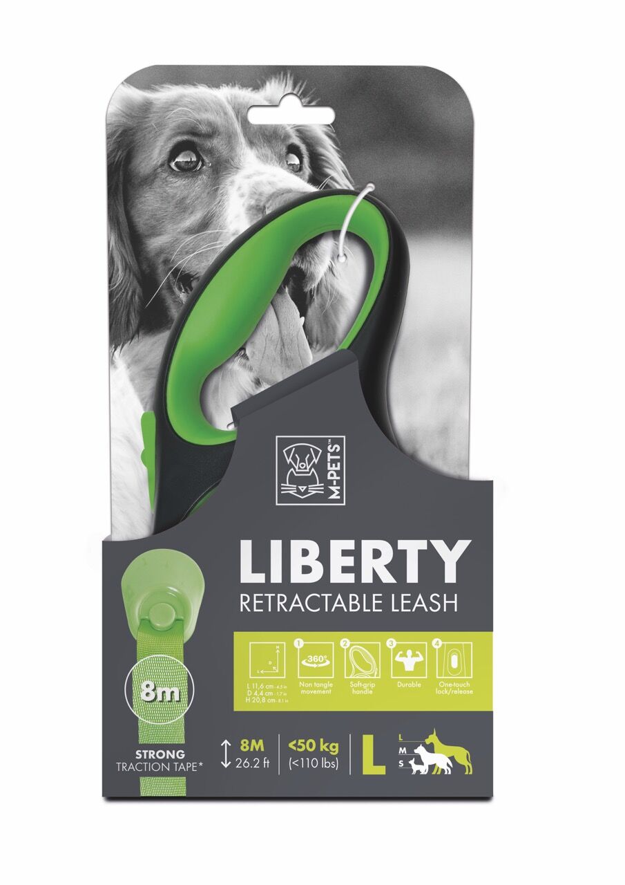 10824599 M-Pets Lıberty Otomatik Gezdirme Şerit 8Mt/Green (L)