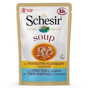 Schesir Ton Balıklı Kalamarlı Kedi Çorbası Pouch 85 Gr 12 Adet Skt:04/27 *230-C673