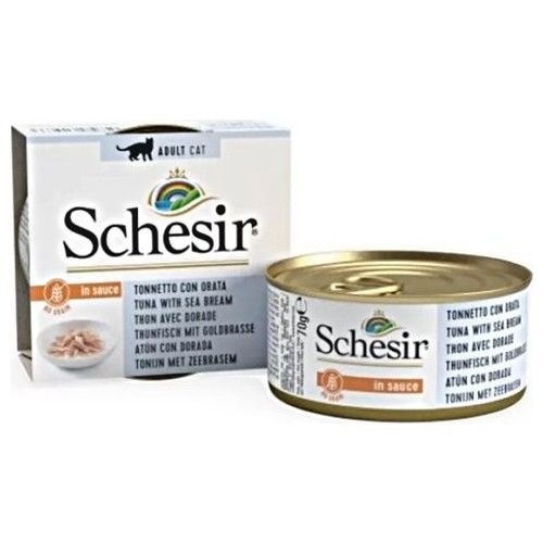 Schesir Soslu Ton Balıklı ve Çipuralı Kedi Konserve Maması 70 Gr 14 Adet St: 05/27
