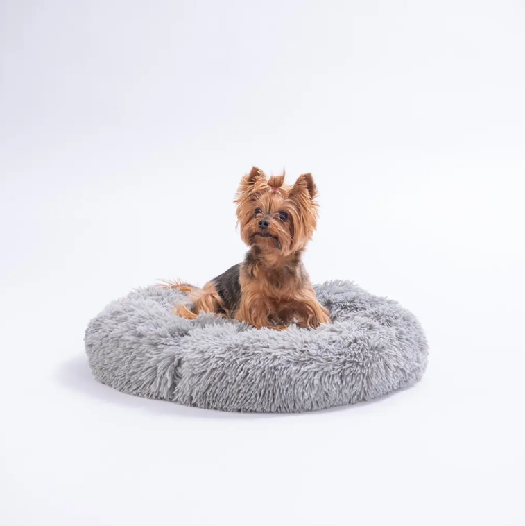 26656-Gri Donut Kedi Köpek Yatağı L