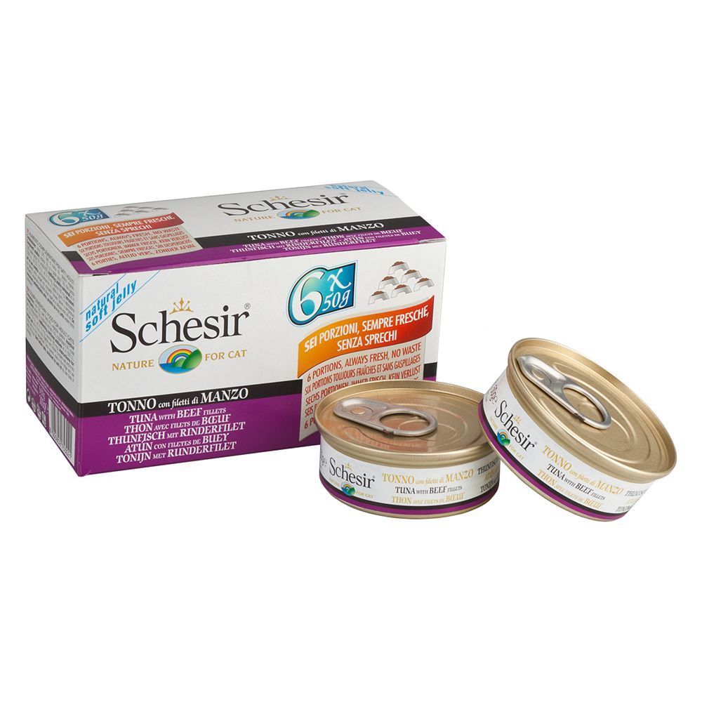 Schesir Ton Balıklı Sığır Etli Kedi Konservesi 50 Gr 6 Adet Skt:09/25