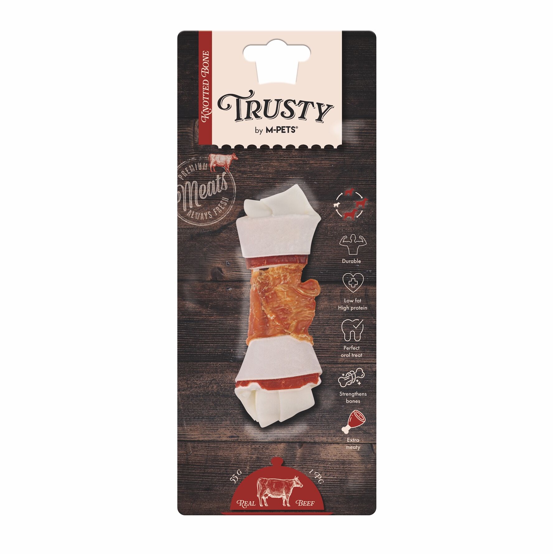 19045799 M-Pets Trusty Extra Beef Düğümlü Kemik 55Gr/12,7Cm