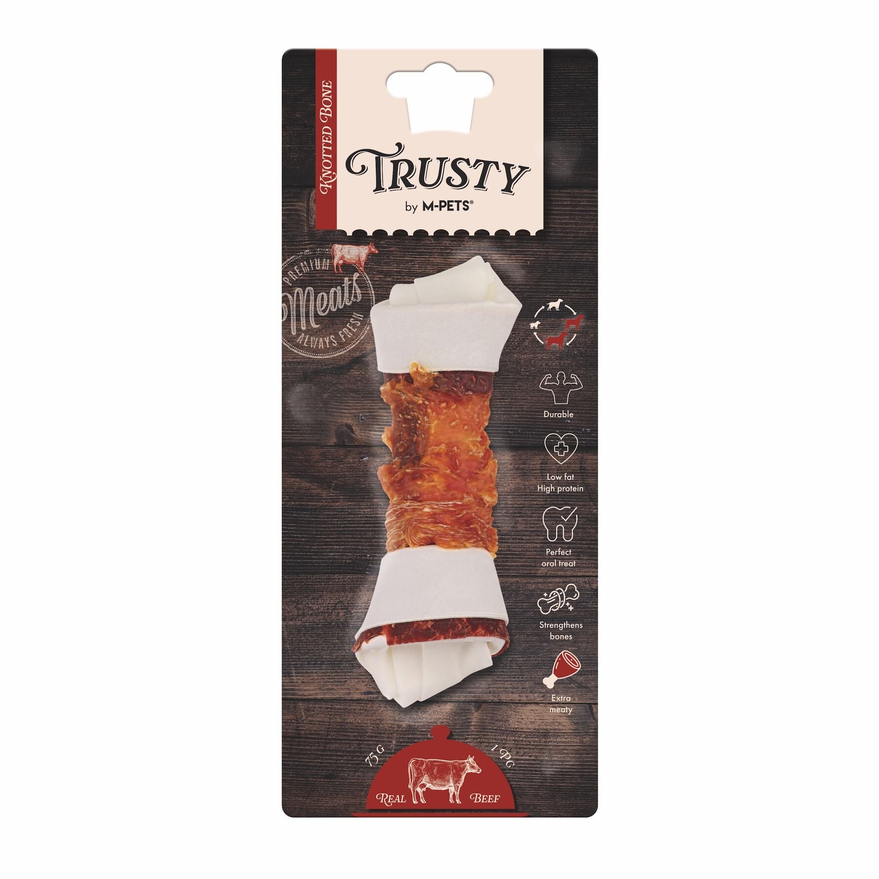 19045899 M-Pets Trusty Extra Beef Düğümlü Kemik 75Gr/15,3Cm skt:02/27