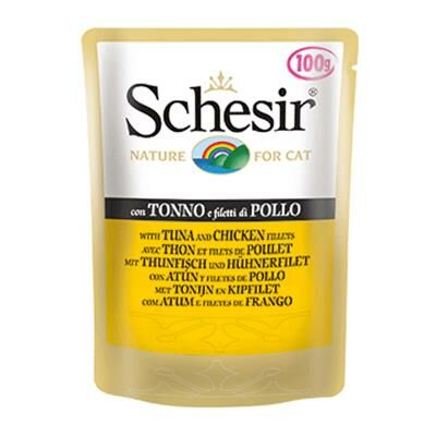 Schesir Pouch Ton Balıklı Ve Tavuklu Kedi Konservesi 100 Gr 20 adet skt:10/24