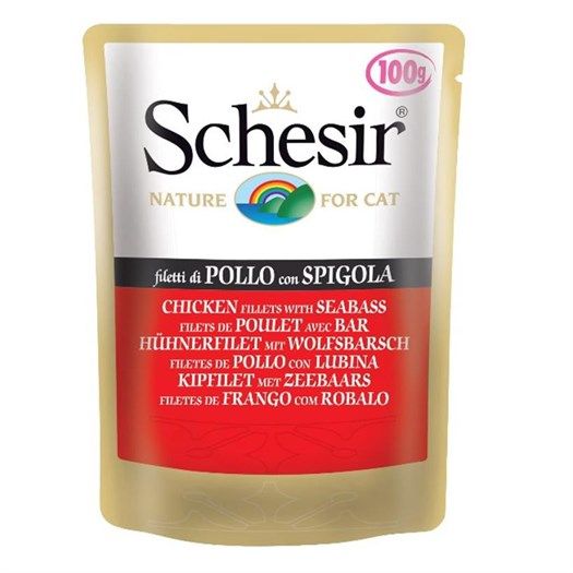 Schesir Tavuklu Levrekli Pouch Kedi Konservesi 100 Gr 20adet skt:10/24