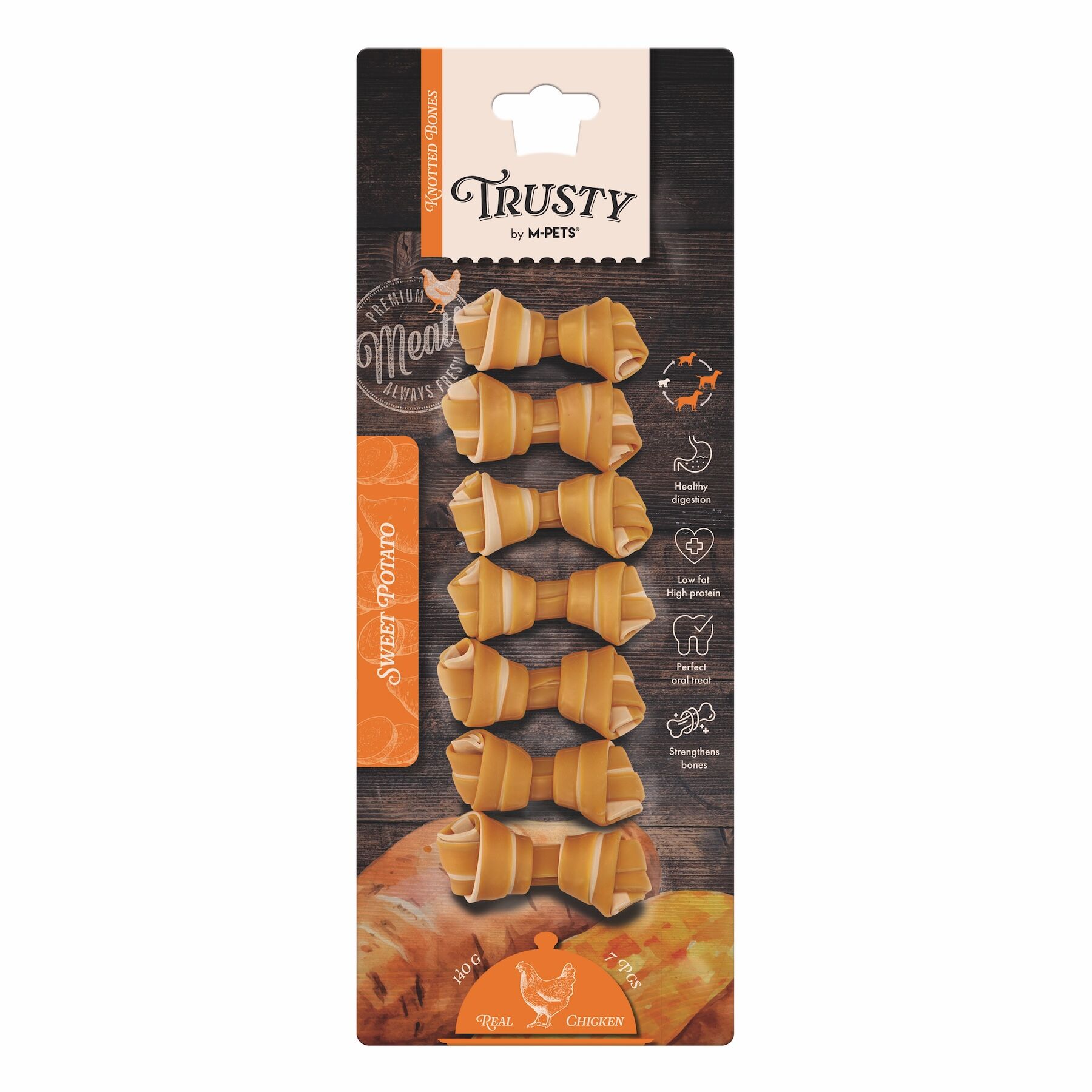 19047499 M-Pets Trusty Chıcken Tatlı Patatesli Ödül 7Li 140Gr/6,4Cm