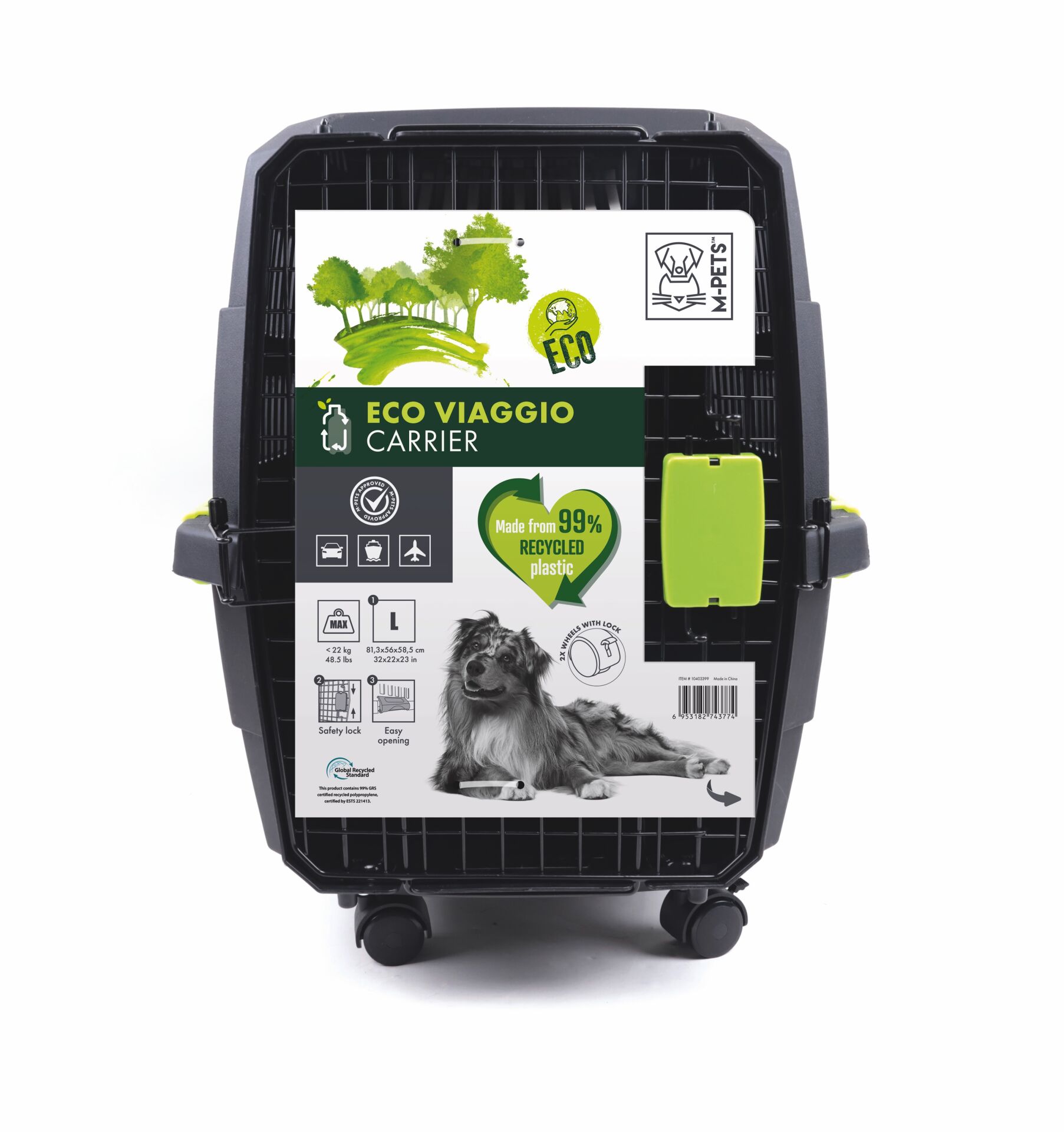 10403399 M-Pets Eco Vıaggıo Carrıer Iata (L) Taşıma Tekerlekli
