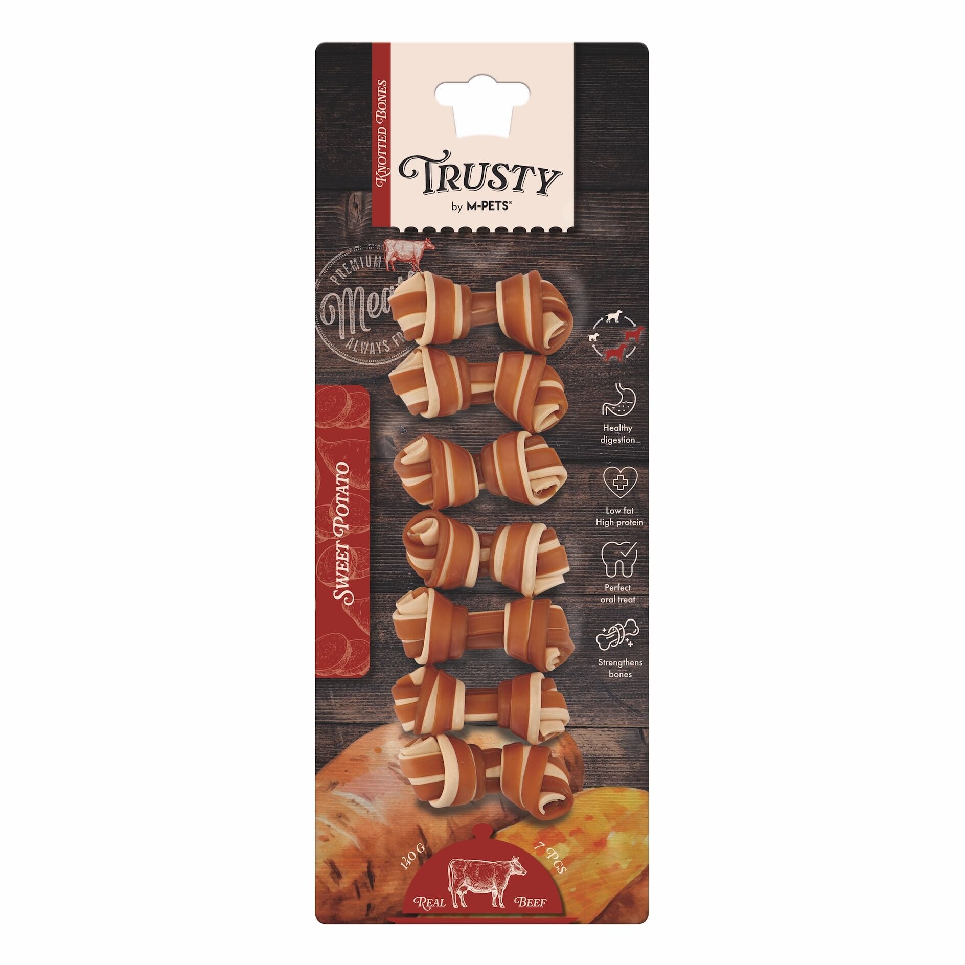 19047899 M-Pets Trusty Beef Tatlı Patatesli Ödül 7Li 140Gr/6,4Cm Skt:02/27