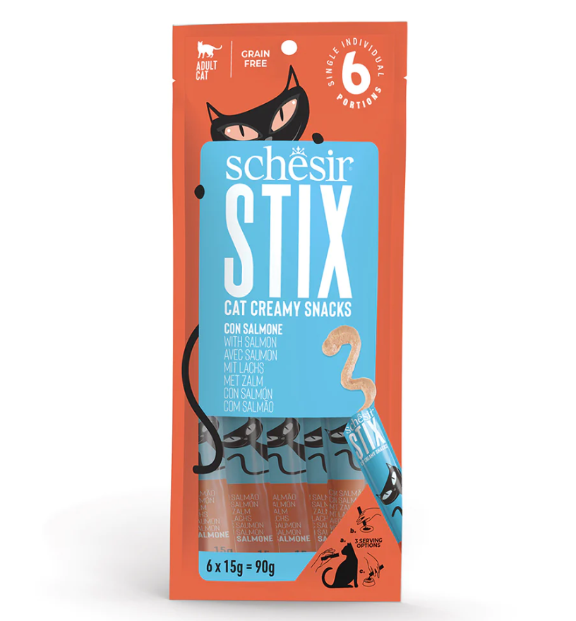 Schesir Stix Cat Creamy Somonlu Kedi Ödülü 6x15 Gr 12 Adet