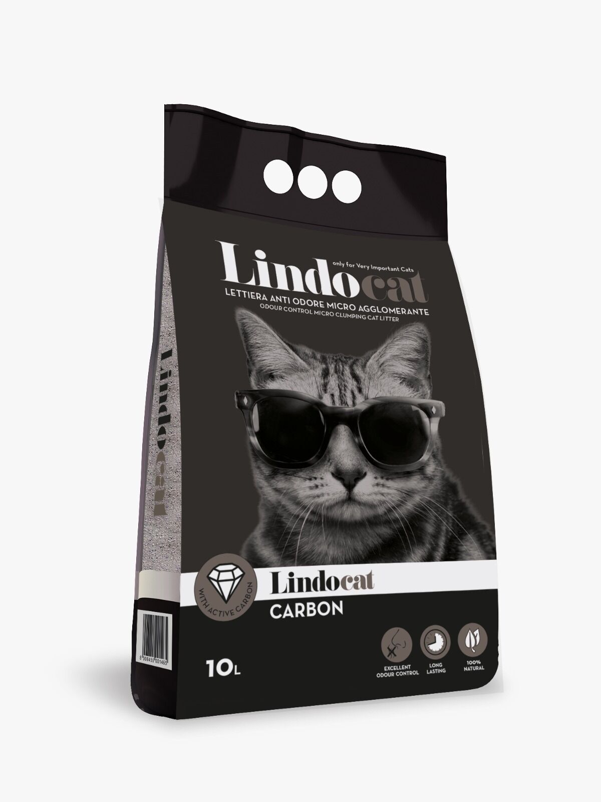 Lindocat Carbon Ekstra Güçlü Topaklanan Beyaz Bentonit Kedi Kumu 10L