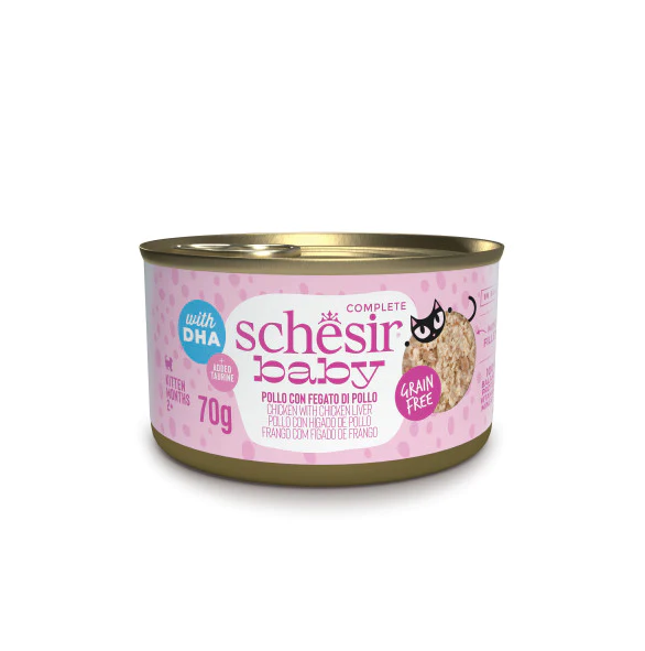 Schesir Baby Cat Mousse Tavuk ve Ciğerli 70 Gr 12 Adet Skt:09/26