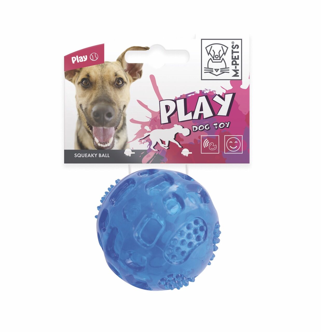 10608599 M-Pets Squeaky Köpekler İçin Oyun Topu Blue 6,3Cm