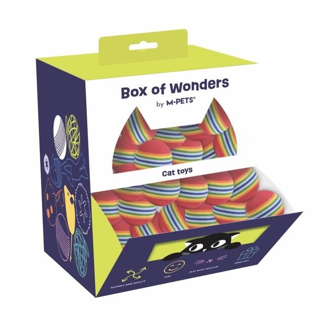 20602899 M-Pets Wonders Rainbow Ball Kedi Oyuncağı 90Lı Dısplay