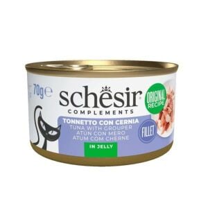 Schesir Ton Balıklı ve Orfoz Balıklı Jöle İçinde Konserve Kedi Maması 70gr 12 li skt:05/28