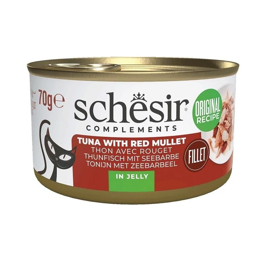Schesir Ton ve Barbun Balıklı Jöle İçinde Kedi Konservesi 70g 12 li skt:05/28