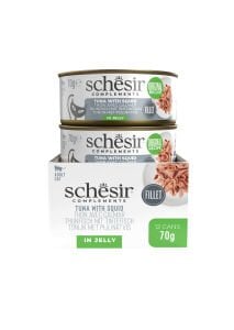 Schesir Ton Balıklı ve Kalamarlı Jöle İçinde Kedi Konservesi 70g 12 li skt:05/28