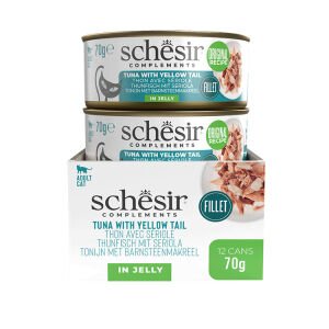 Schesir Ton ve Sarı Kuyruk Balıklı Jöle İçinde Kedi Konservesi 70g 12 li skt:05/28