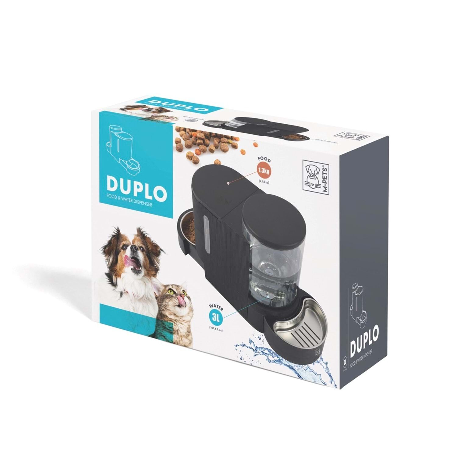 10530399 M-Pets Duplo Mama Ve Su Kabı Hazneli Black 3L/1.3Kg