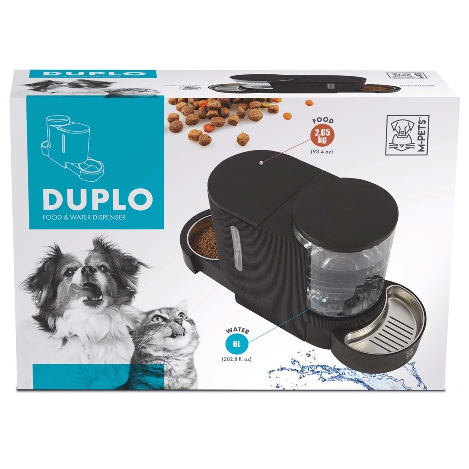 10530499 M-Pets Duplo Mama Ve Su Kabı Hazneli Black 6L/2,65Kg