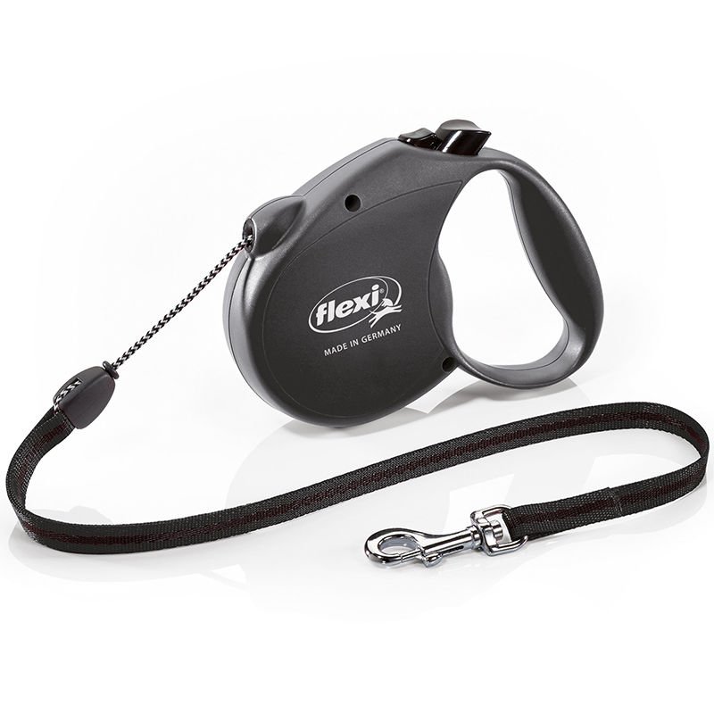 Flexi Standart Siyah İp Otomatik Köpek Tasması 5 Mt Large