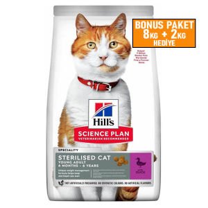 Hills Sterilised Young Adult Ördekli Kısırlaştırılmış Kedi Maması 8+2 Kg SKT:04/27