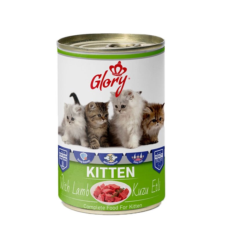 Glory Parça Kuzu Etli Yavru Kedi Konserve Maması 400 gr 12 li skt:11/28  (G-049)