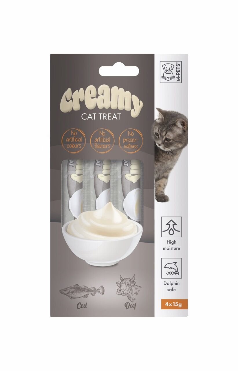 19038399 M-Pets Creamy Morina Balıklı Biftekli Kedi Ödülü 4X15Gr Skt:10/27