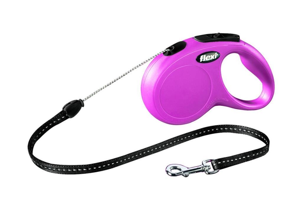 Flexi New Classic İp Pembe Otomatik Köpek Tasması Small 5 Mt