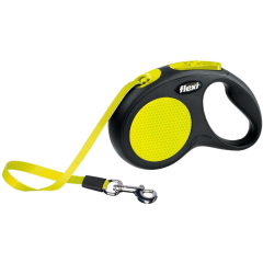 Flexi New Neon Sarı Şerit Otomatik Köpek Tasması 5 Mt Small