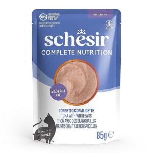 Schesir Tam ve Dengeli Ton Balıklı ve Hamsili Mus Kedi Pouch 85 g 12 li skt:02/28