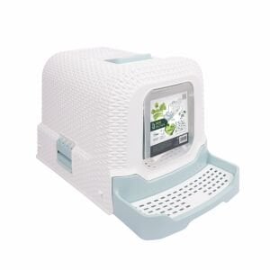 20118599 M-Pets Eco Rattan Kapalı Kedi Tuvaleti White/Blue