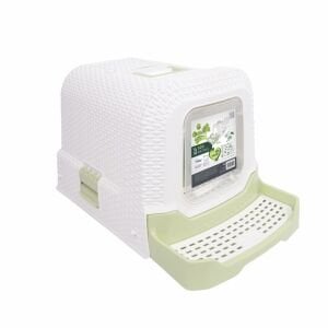 20118799 M-Pets Eco Rattan Kapalı Kedi Tuvaleti White/Green