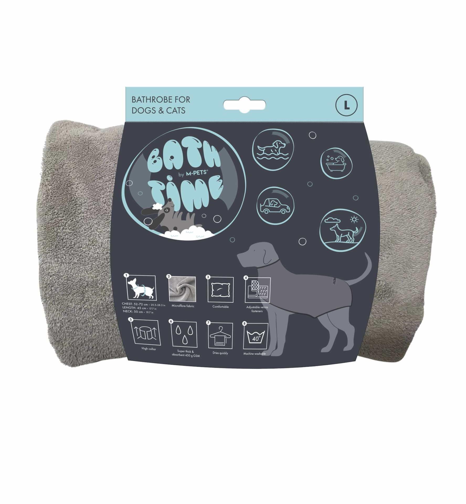 10126399 M-Pets Bath Time Köpekler İçin Bornoz (L)