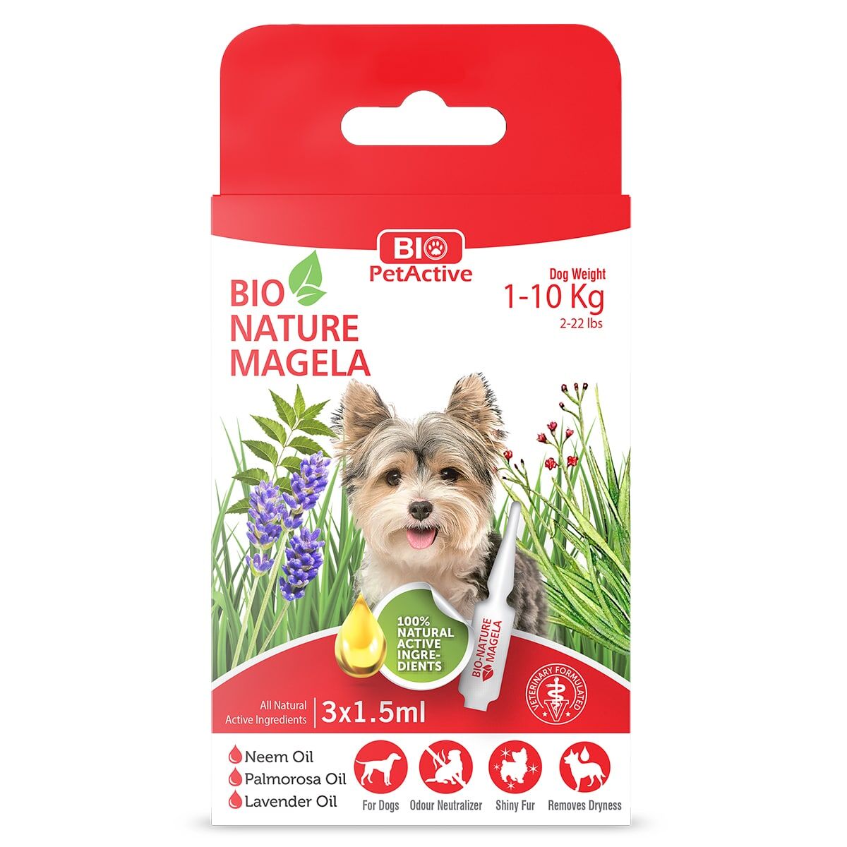 Bio Nature Magela Köpek Dış Parazit Damlası (Bit ve Pire) 1-10 Kg 3x1,5 ml Skt:05/28