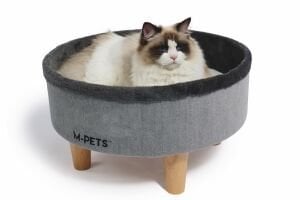 20302999 M-Pets Round Elevated Ahşap Ayaklı Kedi Yatağı Grey