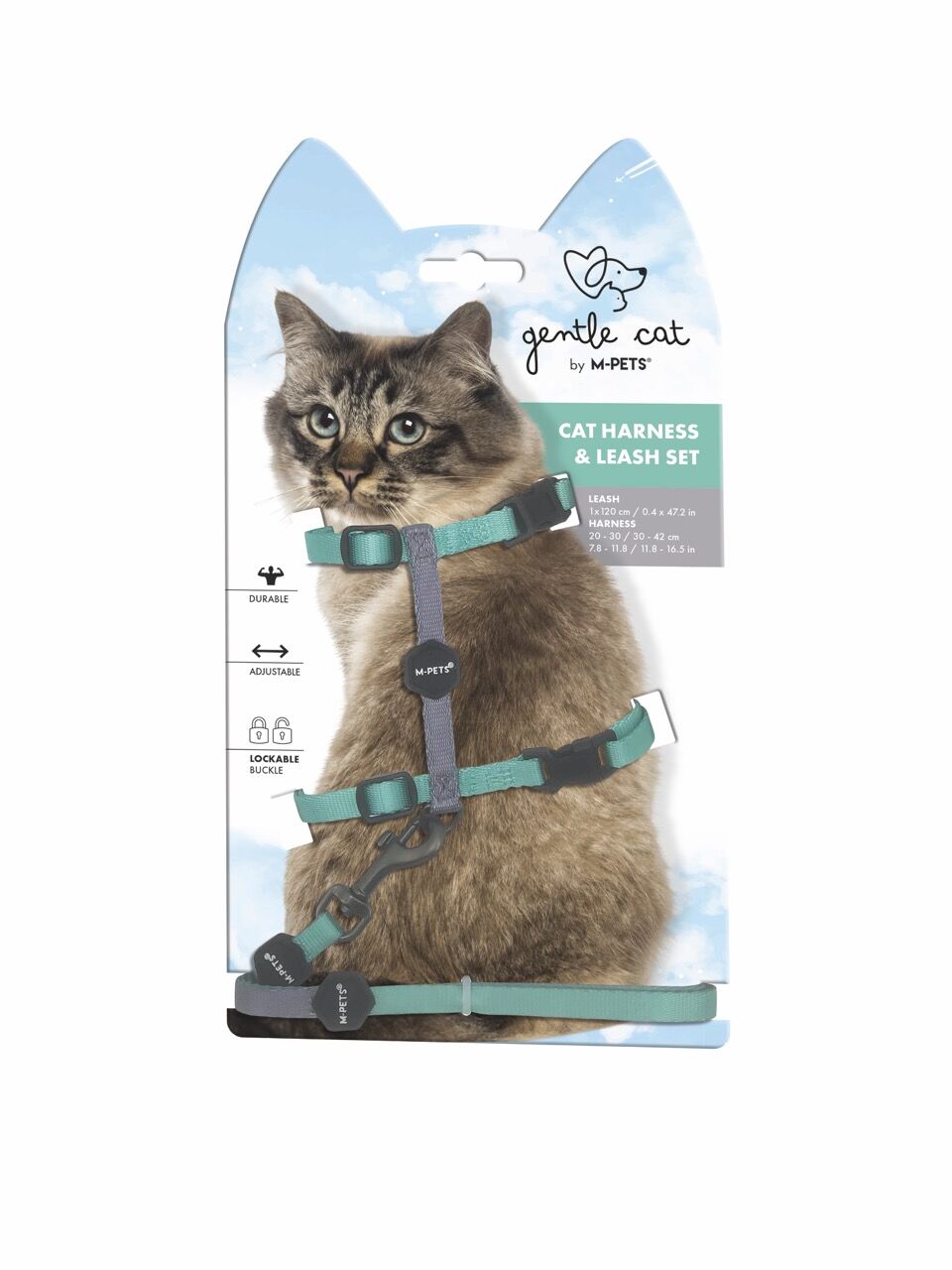 20802399 M-Pets Gentle Cat Göğüs Tasması Ve Gezdirme Set Green