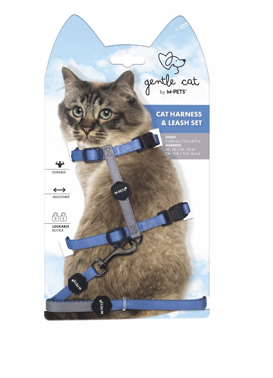 20802199 M-Pets Gentle Cat Göğüs Tasması Ve Gezdirme Set Blue