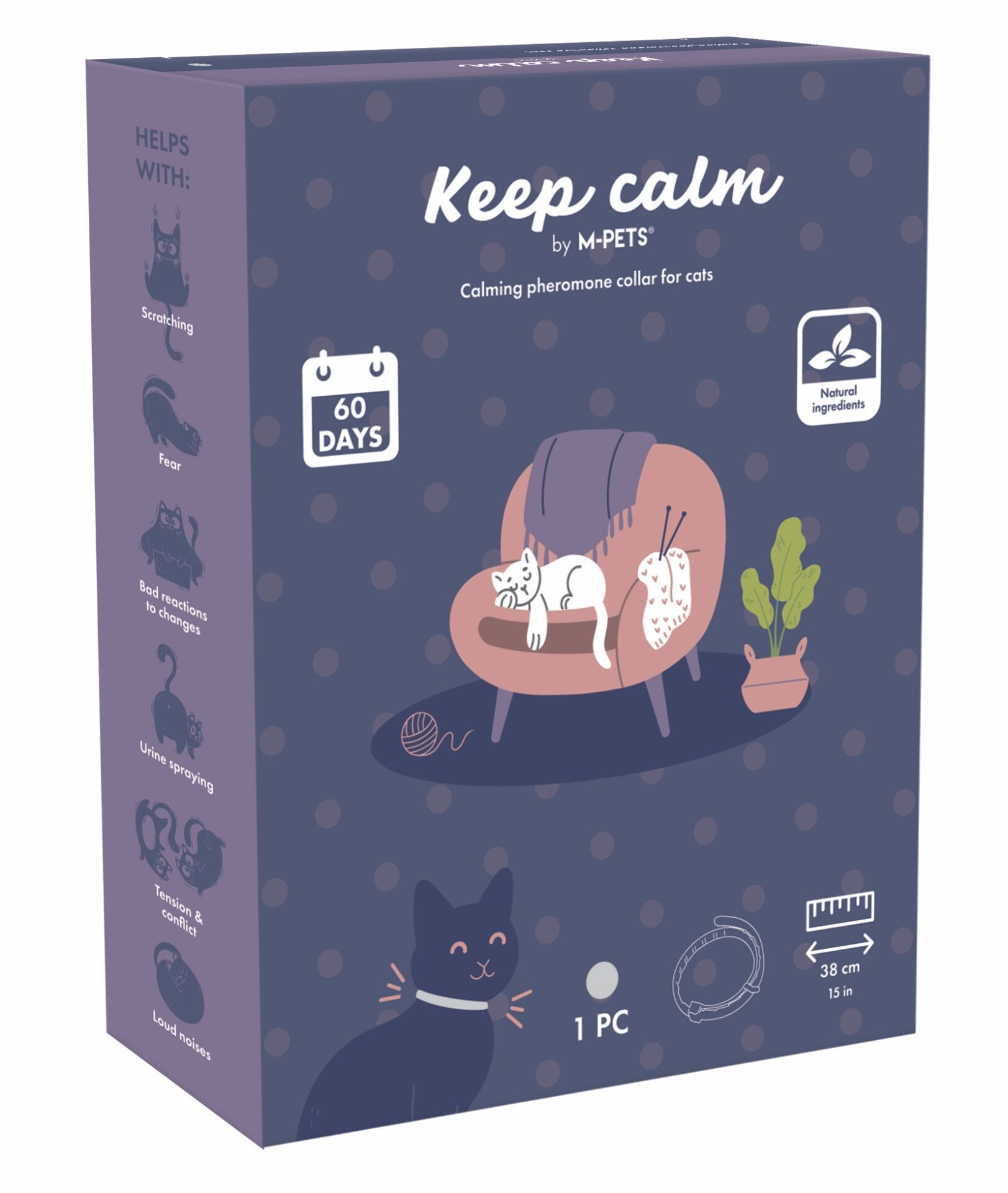 20123299 M-Pets Keep Calm Calming Sakinleştici Kedi Tasması Gri