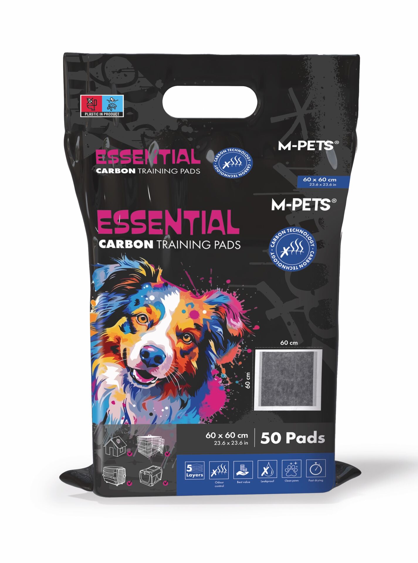 10174599 M-Pets Essentıal Carbonlu Yapışkanlı Çiş Pedi 60X60Cm 50Li