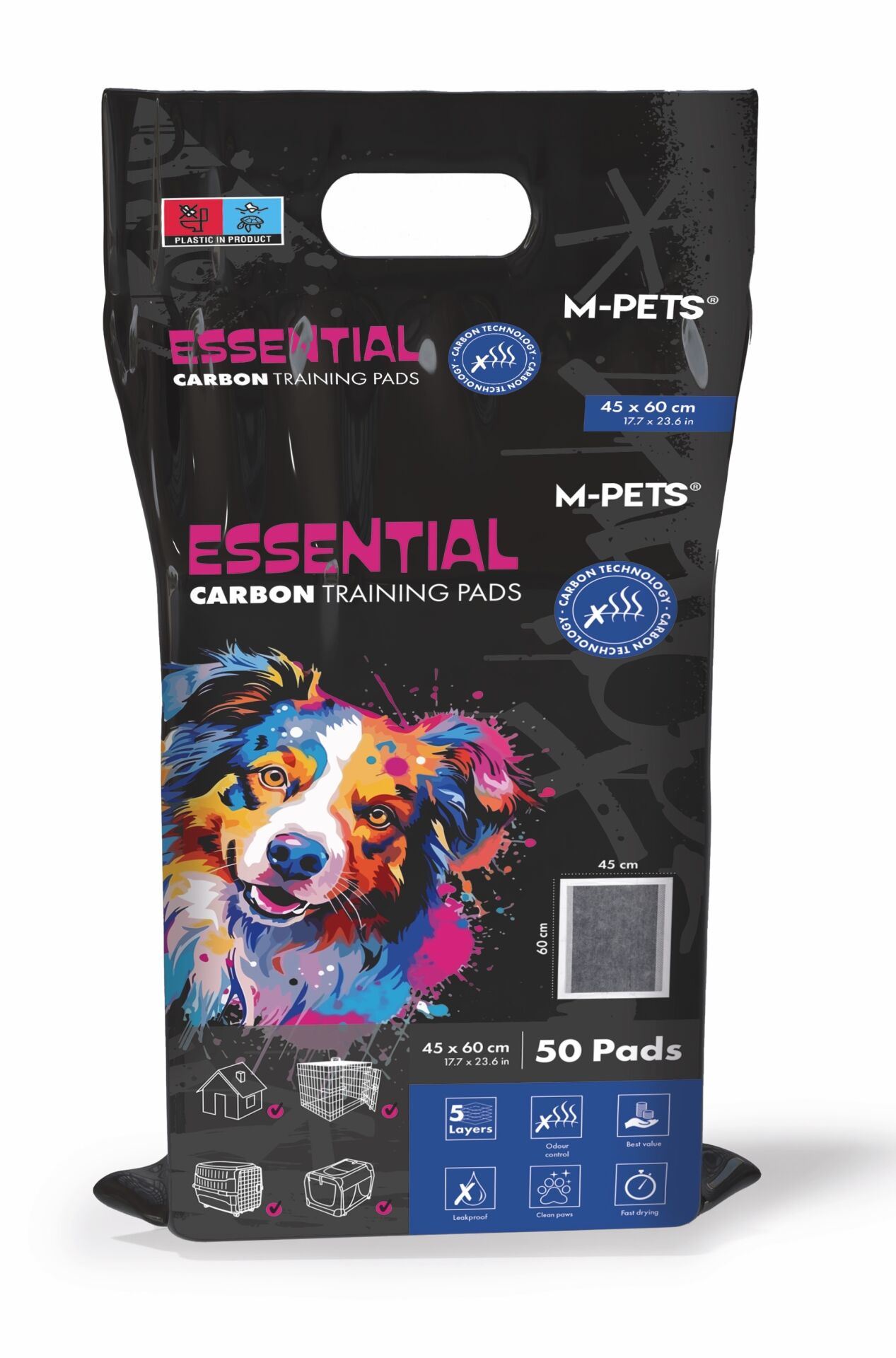 10174499 M-Pets Essentıal Carbonlu Yapışkanlı Çiş Pedi 45X60Cm 50Li