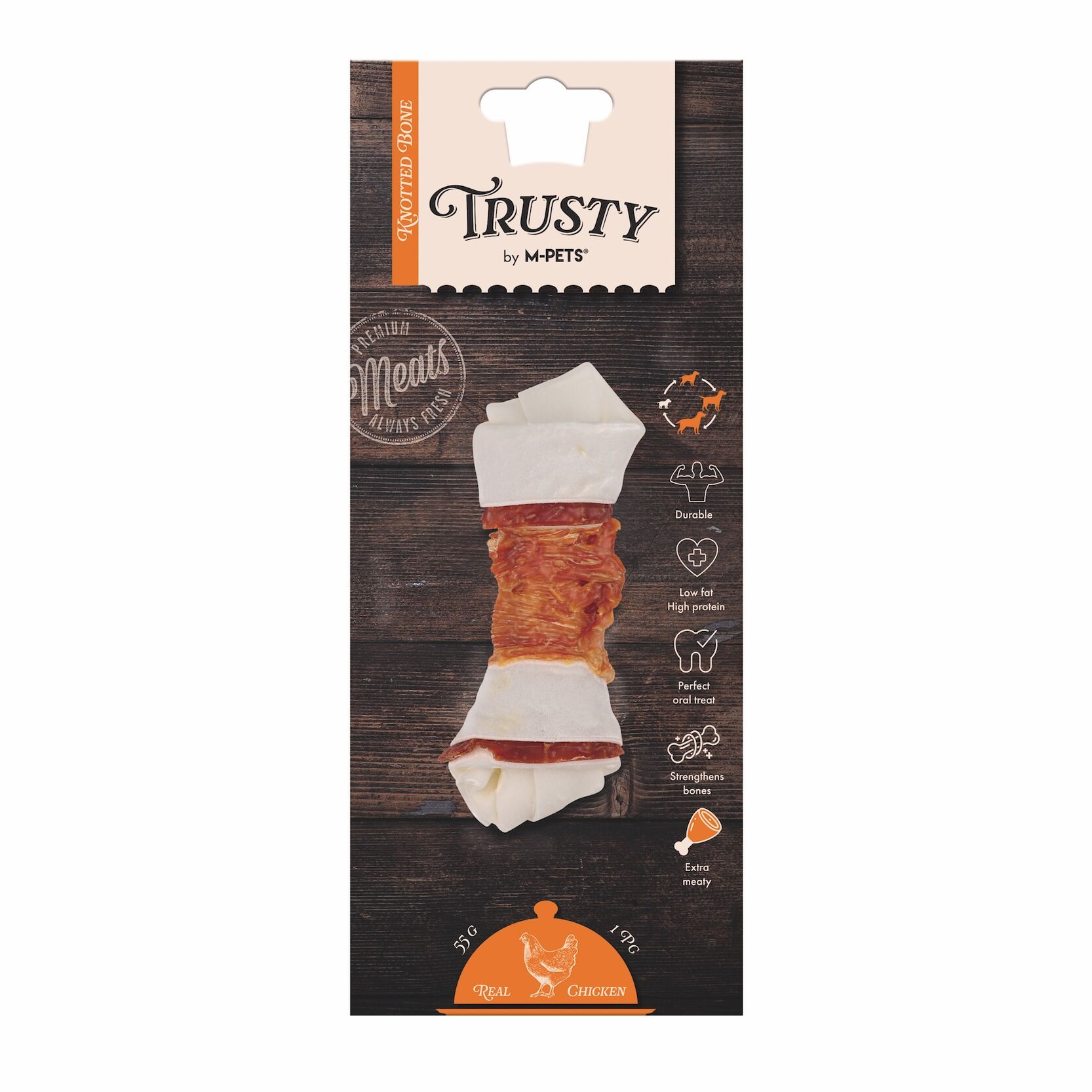19045399 M-Pets Trusty Extra Chıcken Düğümlü Kemik 55Gr/12,7Cm skt:02/27