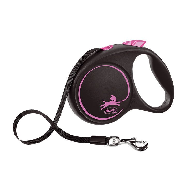 Flexi Black Design M Beden Pembe 5MT Şerit Tasma