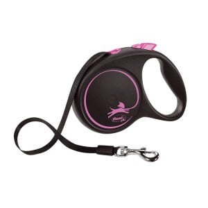 Flexi Black Design M Beden Pembe 5MT Şerit Tasma
