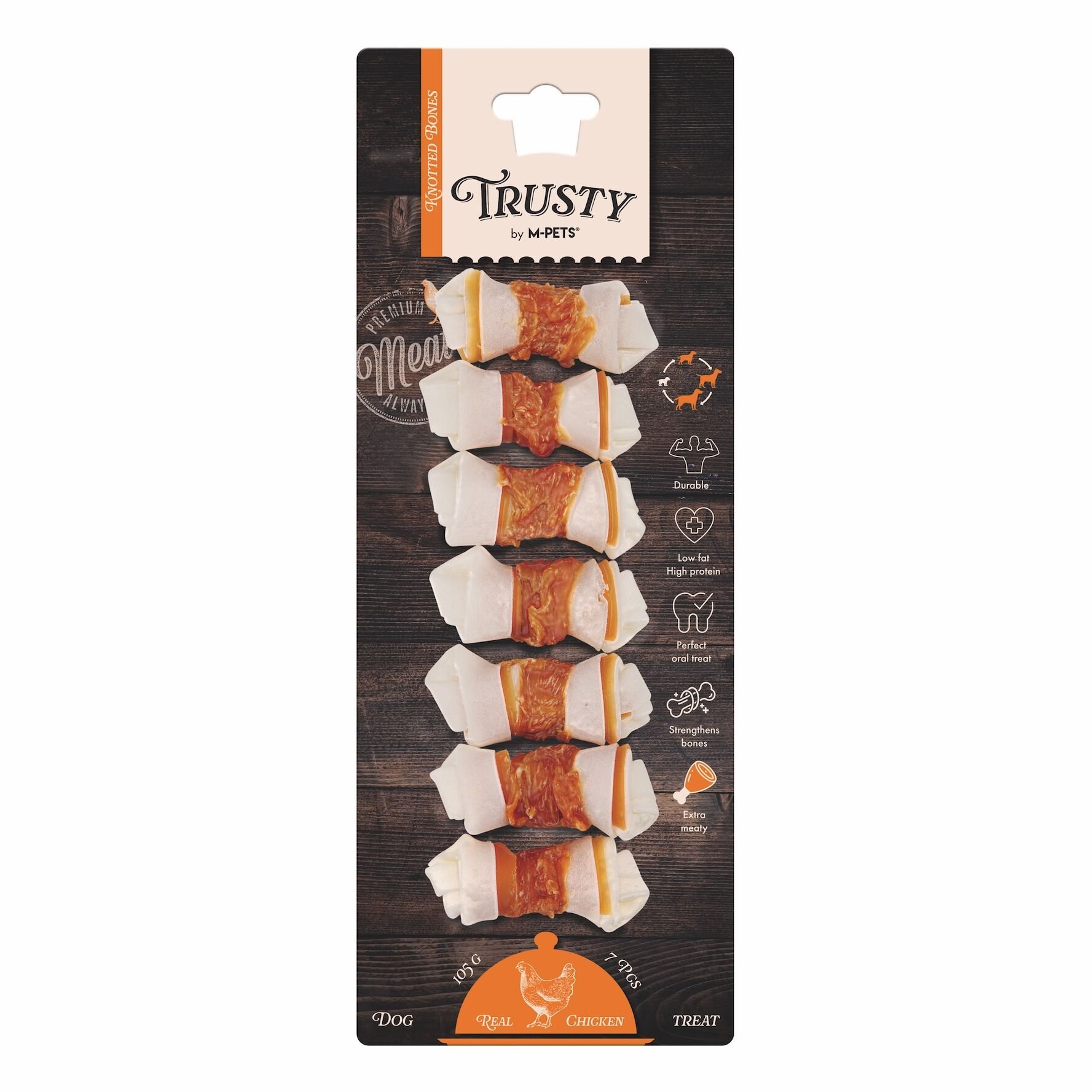 19045299 M-Pets Trusty Extra Chıcken Düğümlü Kemik 7Li 105Gr/6,4Cm