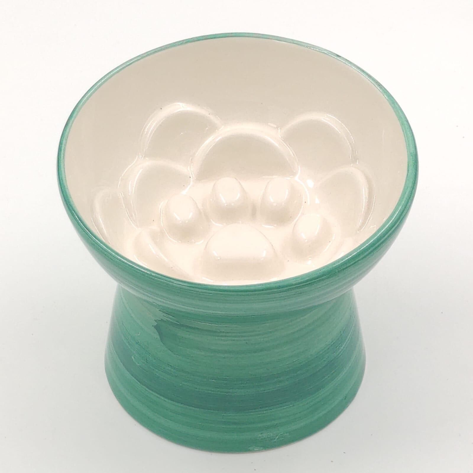 Glory Ayaklı Seramik Yavaş Yeme Mama Kabı Yeşil 400 Ml