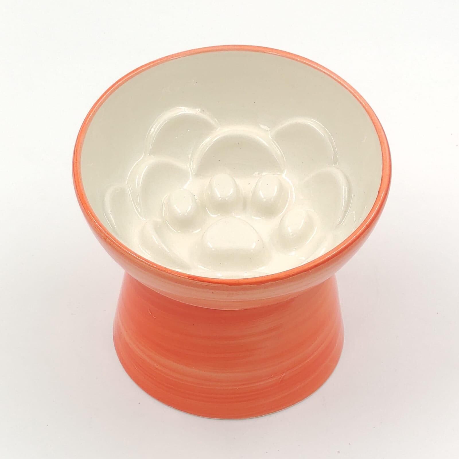 Glory Ayaklı Seramik Figürlü Mama Kabı Turuncu 400 Ml